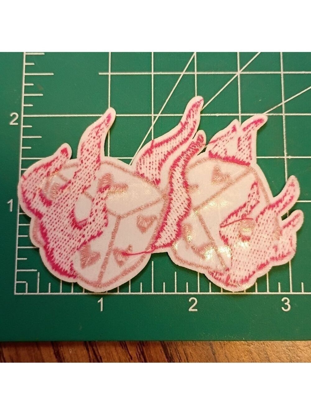 2/$1/ Fire Dice Pink Flame Heart Patch - Picture 2 of 3